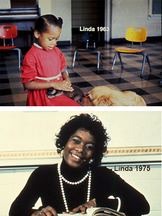 Top photo of Early Training Project participant in preschool. Bottom photo of same participant in high school.